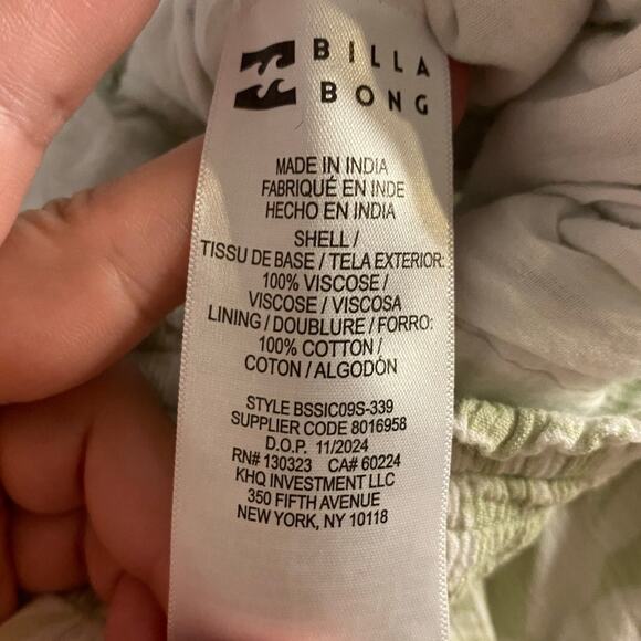 Billabong Palm Leaf Print Crinkle Wide Leg Pants Sage Green Size S - Picture 4 of 6